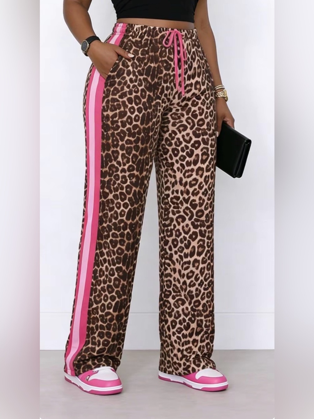 Leopard Print Wide-Leg Pants